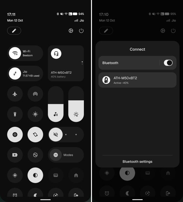 One tap Bluetooth disconnect from quick settings on Nothing OS 5.0