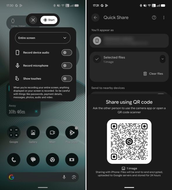 Improved screen recording and quick share on Nothing OS 5.0