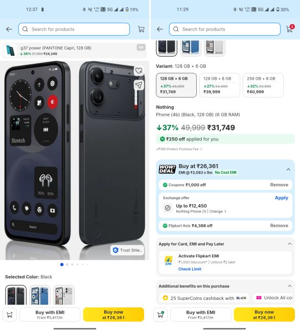 Discounted price of Nothing Phone 4b during Flipkart Big Billion Days sale Discounted price of Nothing Phone 4b during Flipkart Big Billion Days sale