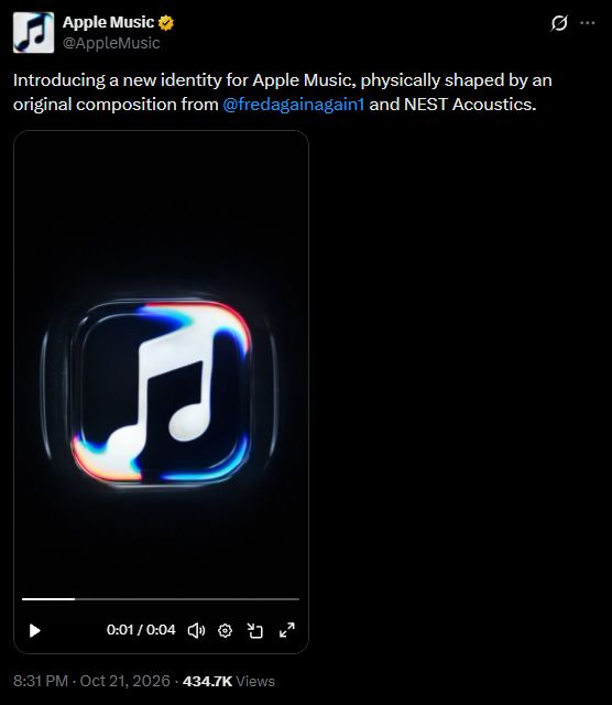 Apple Music new logo official X post screenshot confirmation