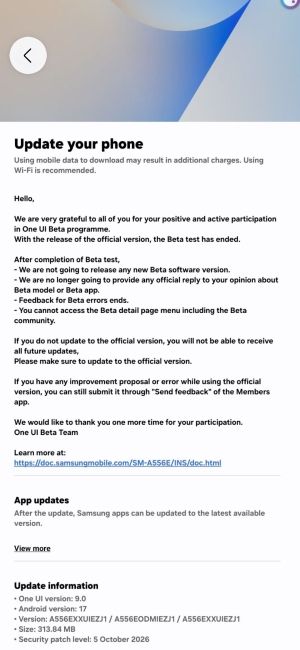One UI 9 update for A55 changelog One UI 9 update for A55 changelog