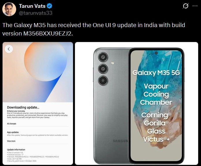 One UI 9 Galaxy M35 rollout news