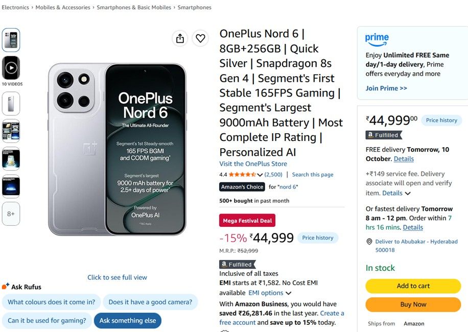 OnePlus Nord 6 on sale on Amazon OnePlus Nord 6 on sale on Amazon