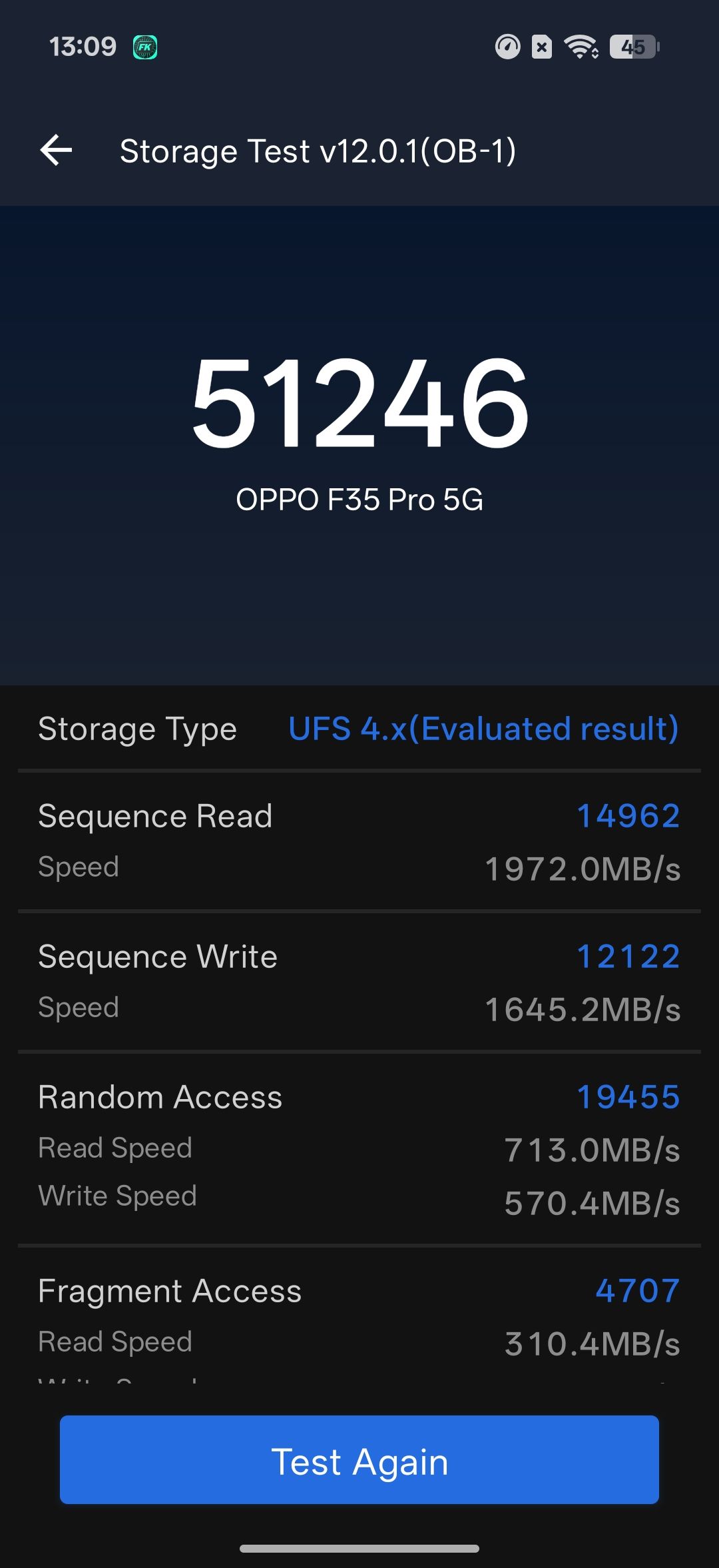 Oppo F35 Pro AnTuTu storage test