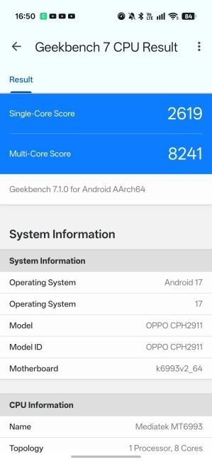 Oppo Find X10 Geekbench CPU Benchmark