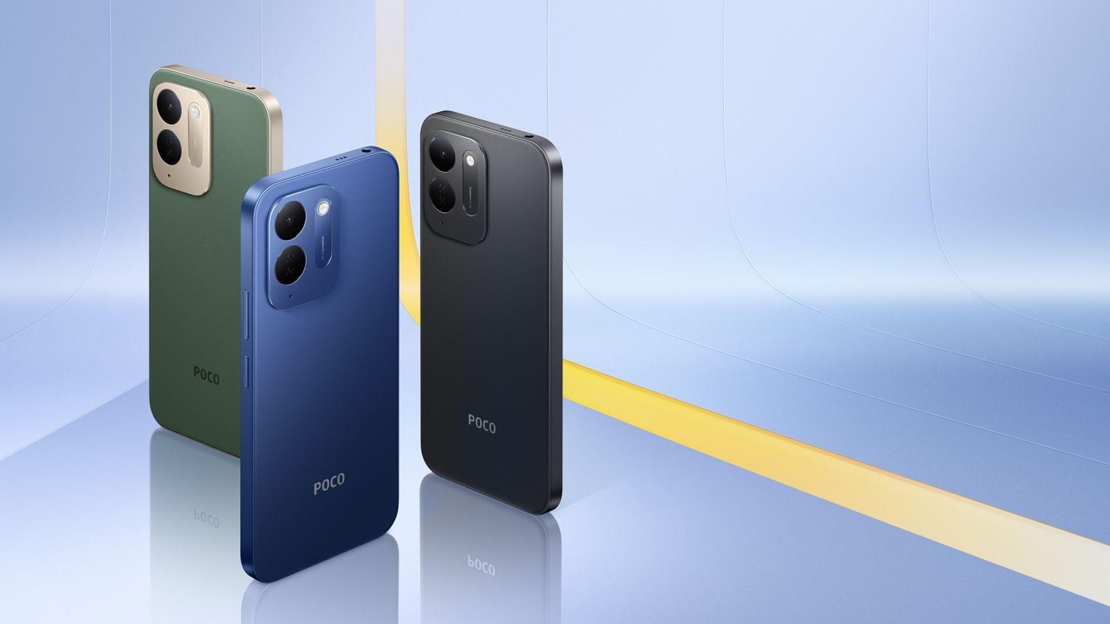 poco c95 pro hero image in three colours