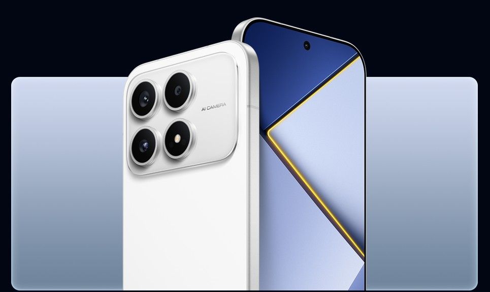 Poco X8s in white colourway from the front and back