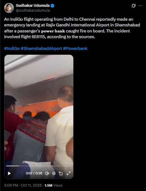 Power bank catches fire mid flight screenshot Power bank catches fire mid flight screenshot