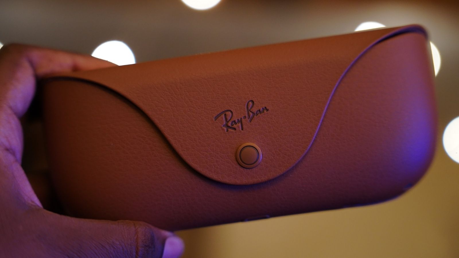 Ray-Ban Meta smart glasses case held in hand