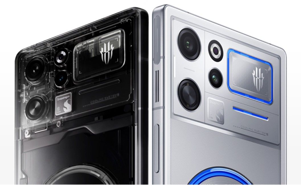 RedMagic 12 Pro+ from the back in white and black colourways