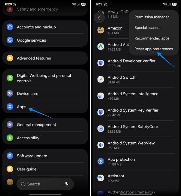 a screenshot from an android phone showing how to reset app preferences a screenshot from an android phone showing how to reset app preferences
