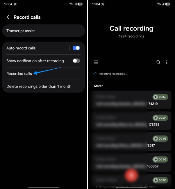 screenshot from a samsung phone showing how to access recorded calls screenshot from a samsung phone showing how to access recorded calls