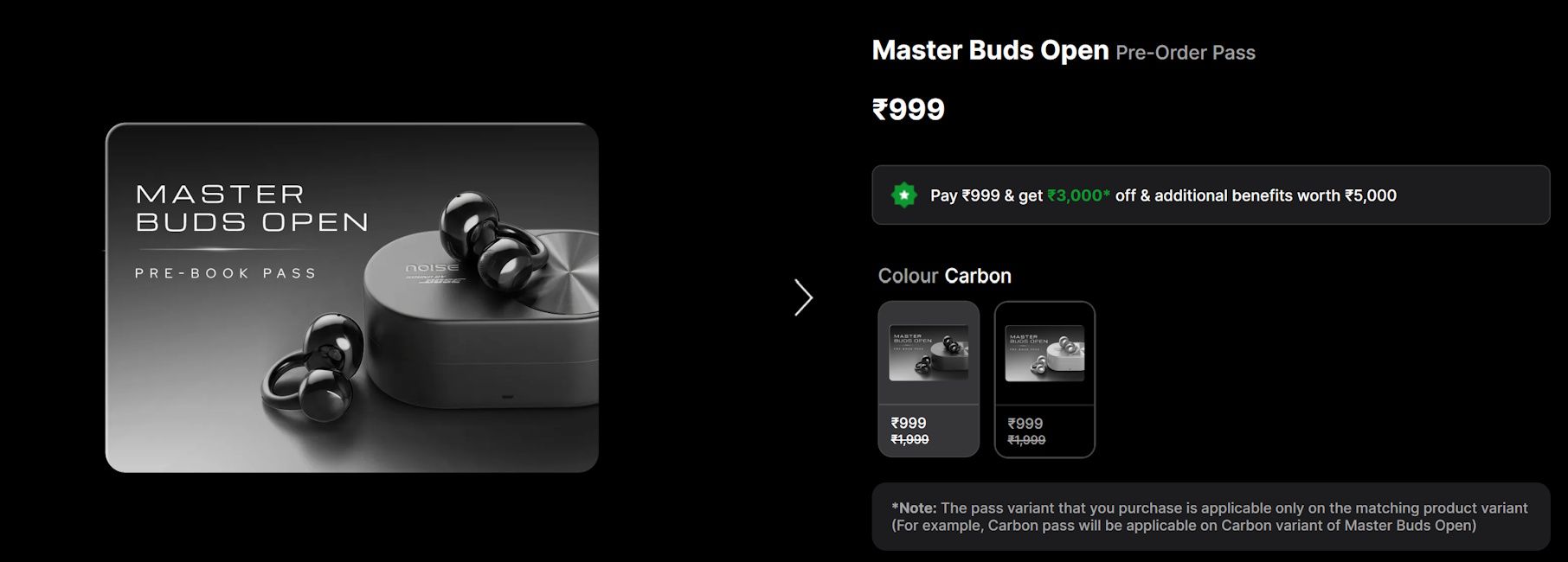 Noise Master Buds Open available to pre-book for Rs 999