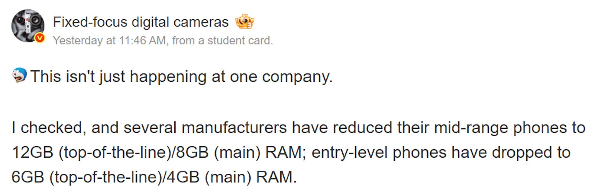 Smartphone brands reducing RAM to combat price hikes