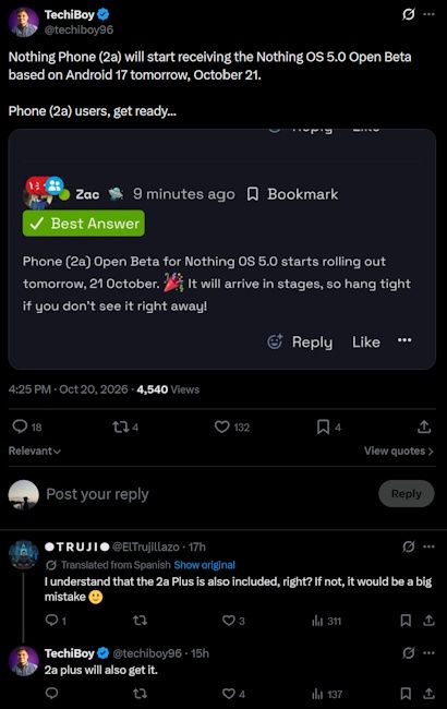 Nothing Phone 2a and Phone 2a Plus confirmed to get Nothing OS 5.0 Open Beta today