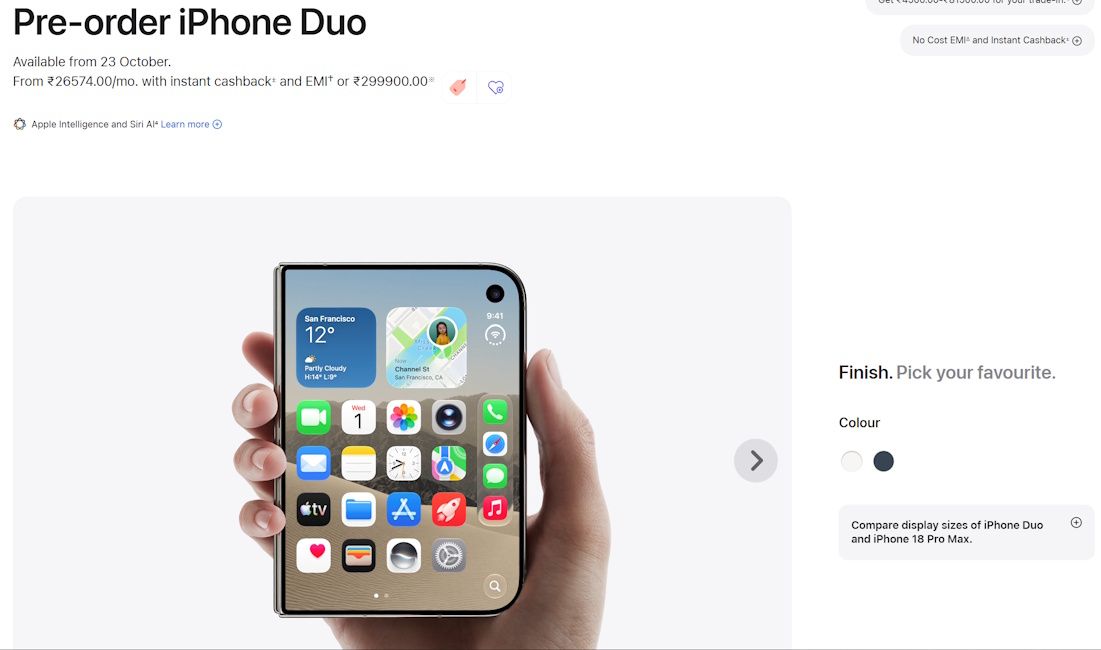 iPhone Duo in Apple India website