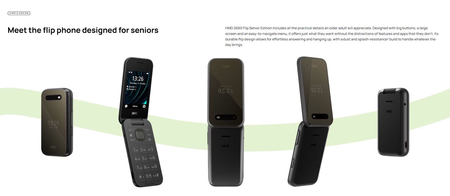 HMD 2660 Flip Senior Edition design from all angles