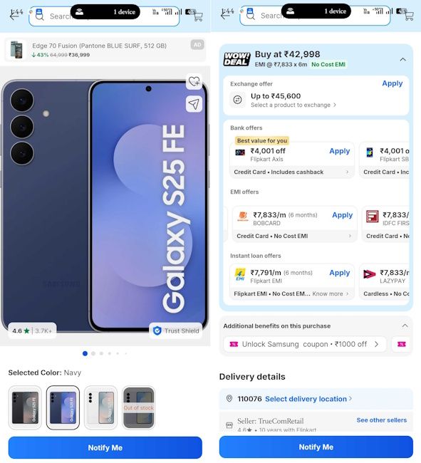 Samsung Galaxy S25 FE Flipkart Big Billion Days 2026 deal
