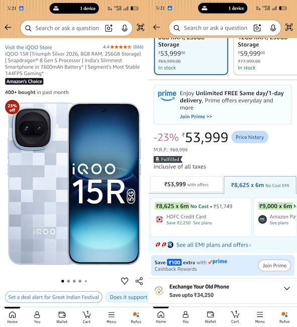 iQOO 15R  Amazon Great Indian Festival 2026 sale deal