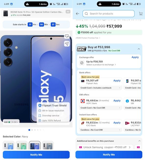 Samsung Galaxy S25 Flipkart Big Billion Days 2026 sale deal Samsung Galaxy S25 Flipkart Big Billion Days 2026 sale deal