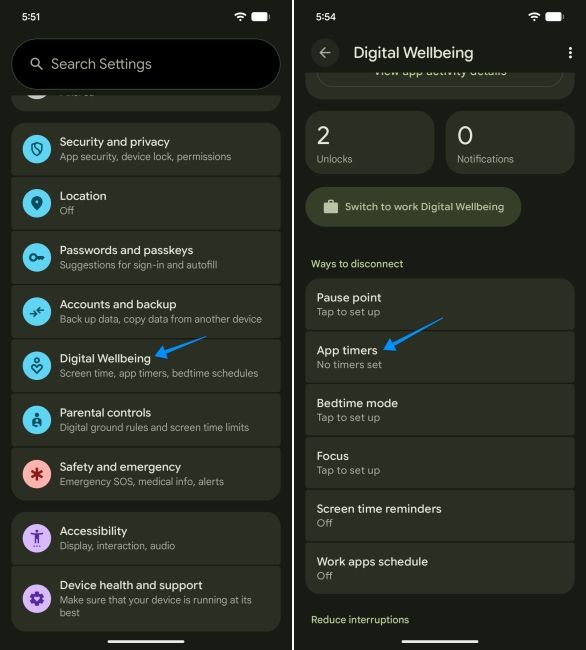 screenshot from an android phone showing how to set app timer in digital wellbeing screenshot from an android phone showing how to set app timer in digital wellbeing