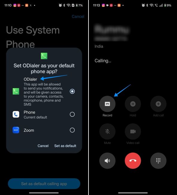 screenshot from a oneplus phone showing how to set odialer and record calls screenshot from a oneplus phone showing how to set odialer and record calls