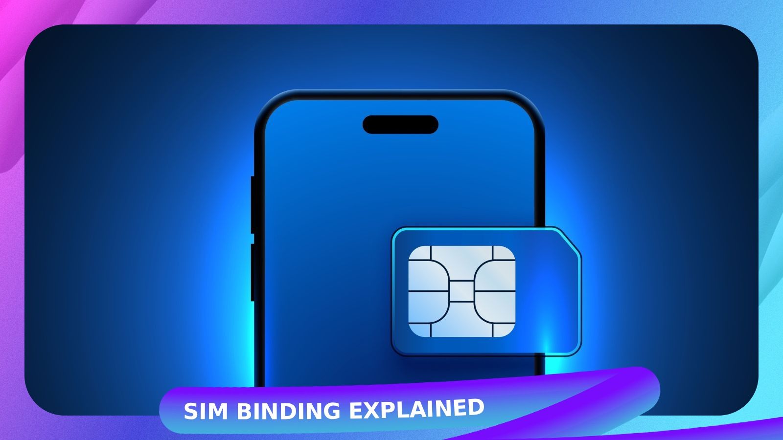 iphone screen with a SIM card on front, gradient background