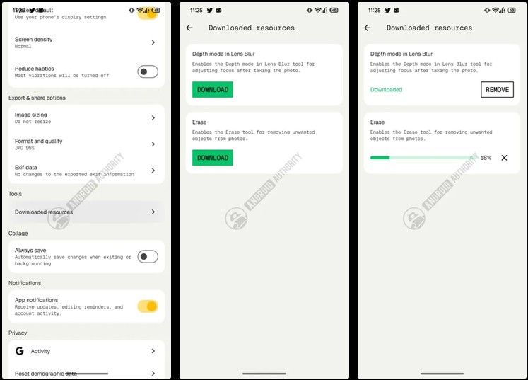 Snapseed Eraser Tool in Downloaded resources