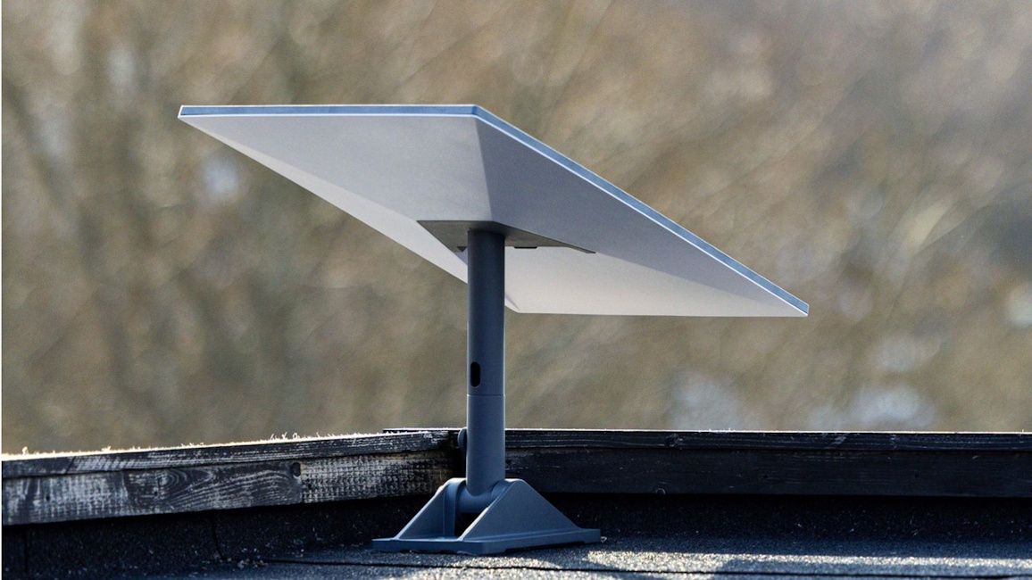 Starlink dish mounted on top of a roof