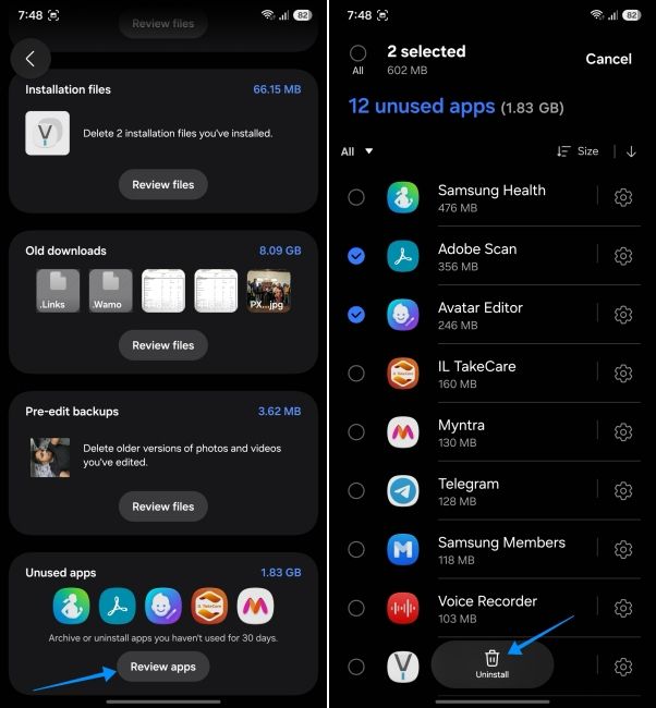 screenshot from a samsung phone showing how to remove unused apps screenshot from a samsung phone showing how to remove unused apps
