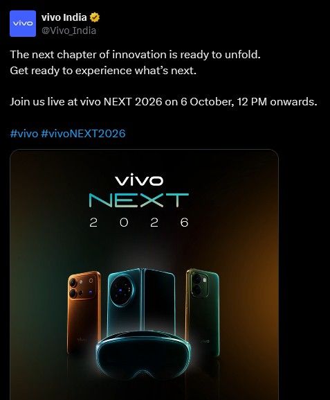Vivo NEXT event post on X Vivo NEXT event post on X