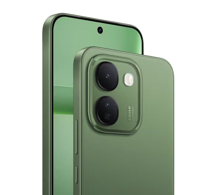 Vivo S2 FE from the back in green with closeup of camera module Vivo S2 FE from the back in green with closeup of camera module