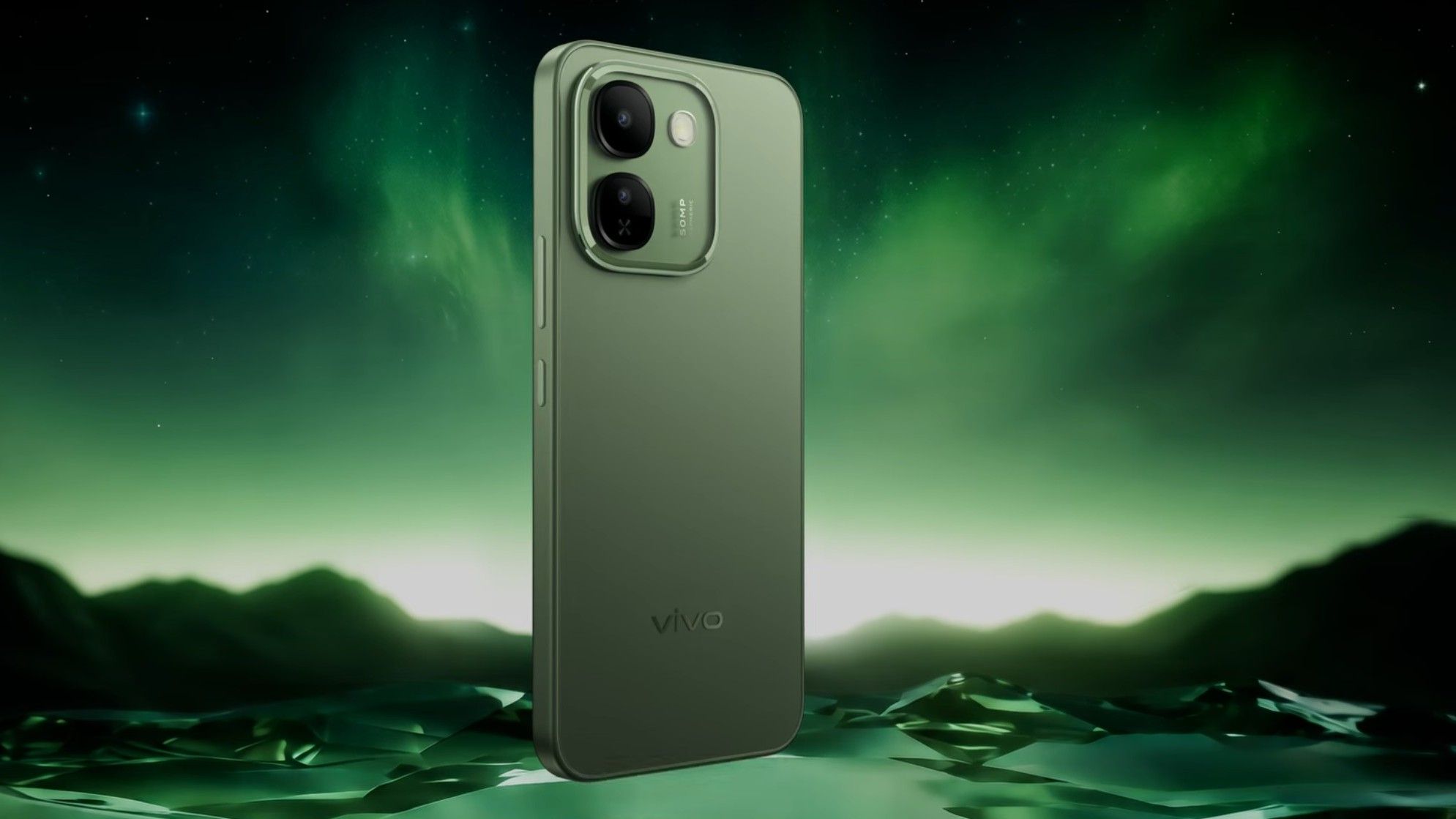 Vivo S2 FE smartphone from the back in green colourway Vivo S2 FE smartphone from the back in green colourway