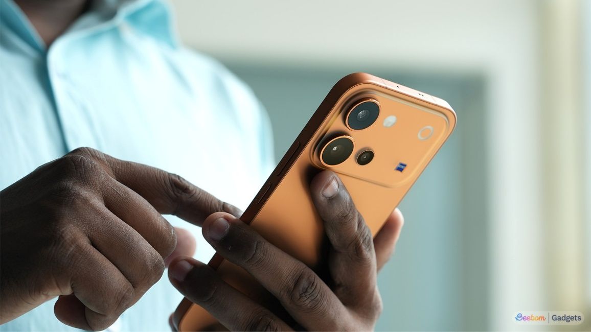Holding the Vivo V80 with finger resting under camera module