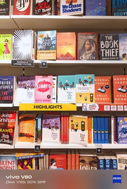 Books in a store shot on Vivo V80