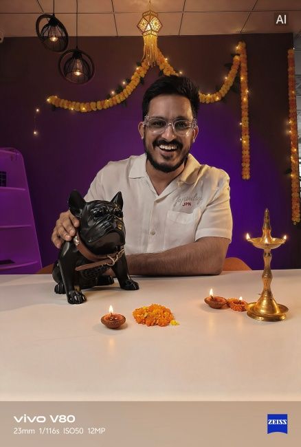 Diwali AI frame feature shot on Vivo V80