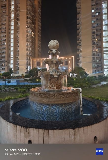 Fountain at night shot on Vivo V80