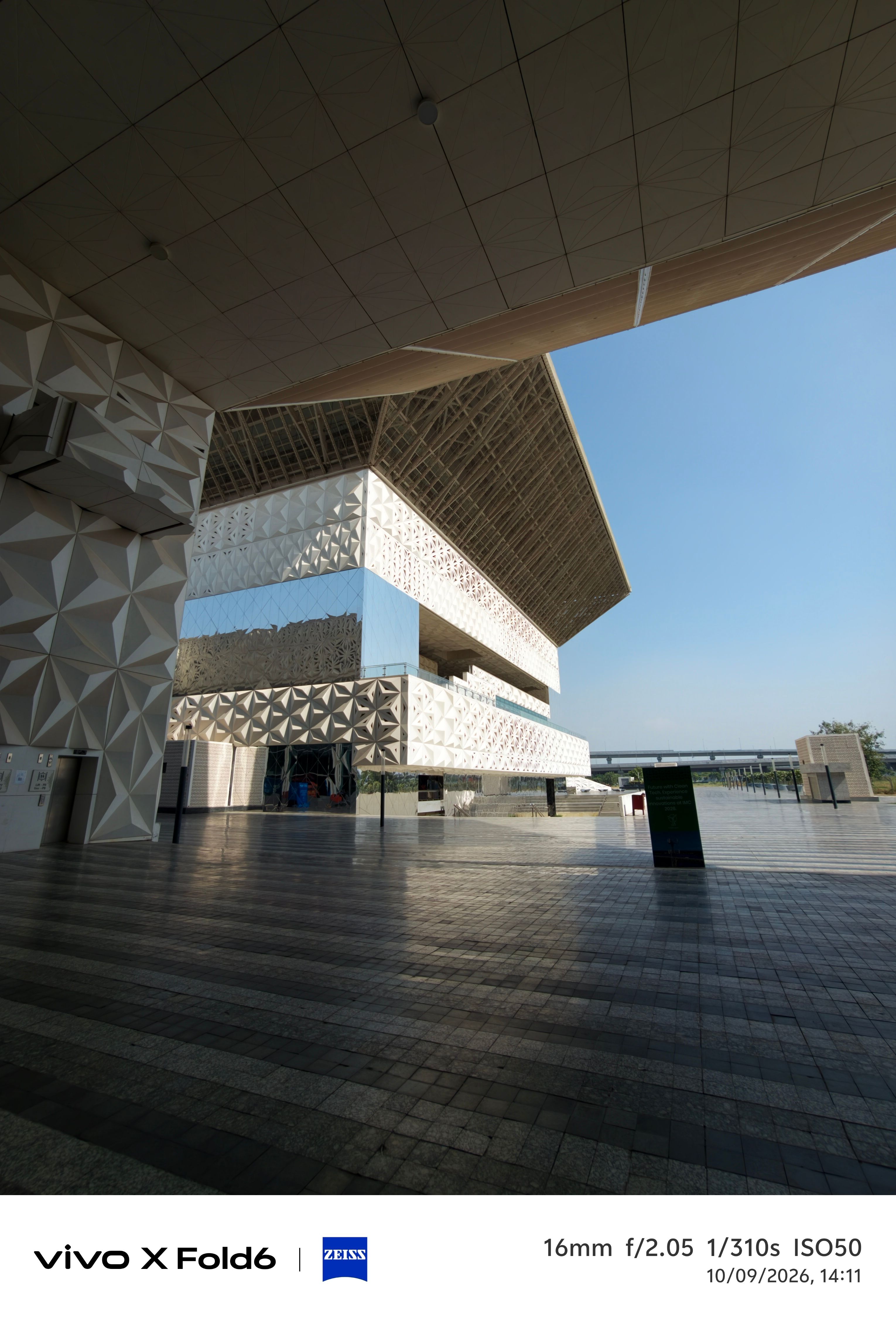 Vivo X Fold 6 day time glass building ultrawide shot