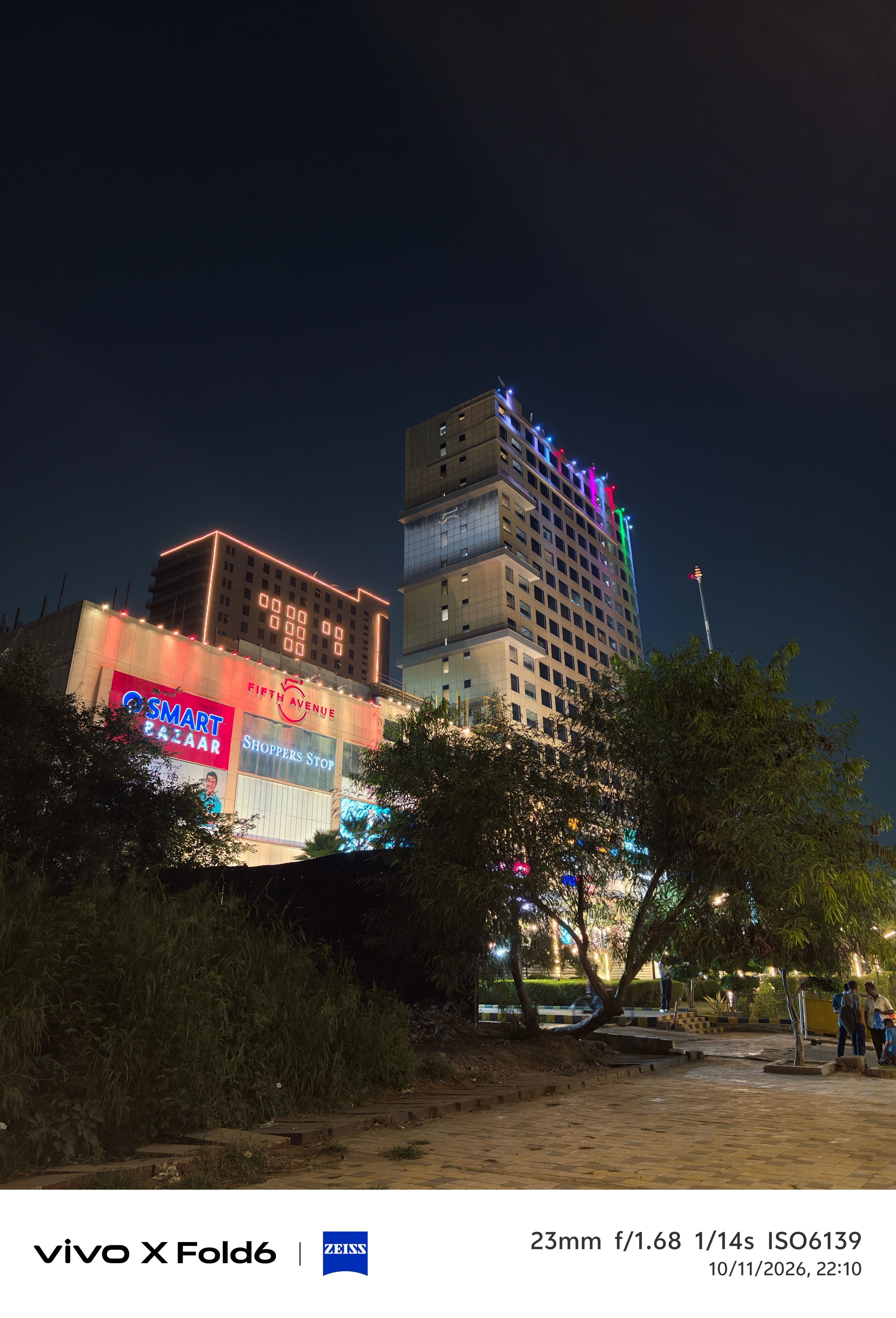 Vivo X Fold 6 night shot of mall outdoors main camera