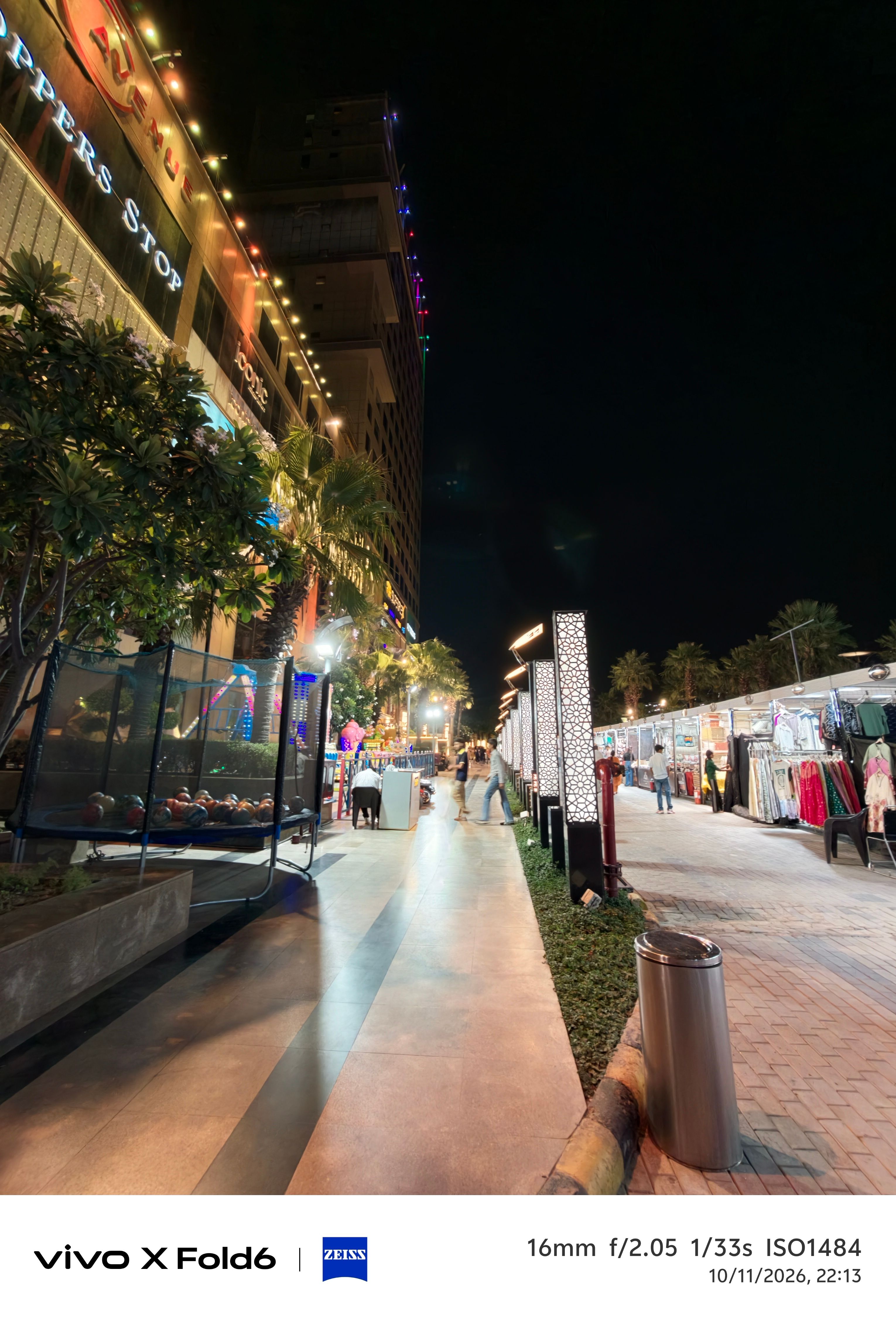 Vivo X Fold 6 day time outdoors mall shops ultrawide shot
