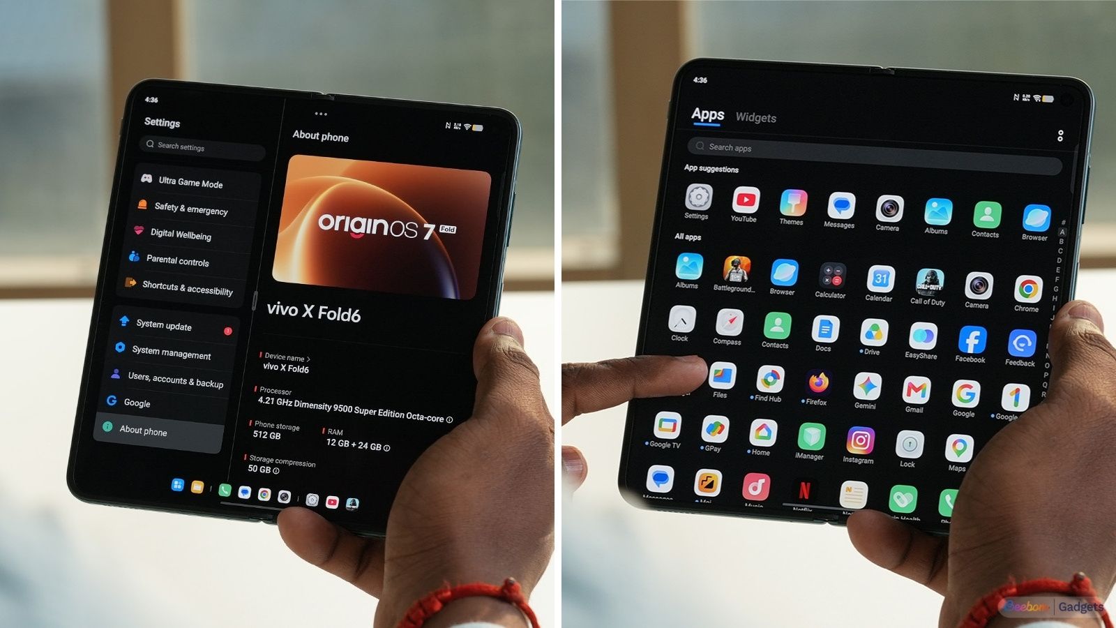 Vivo X Fold 6 OriginOS 7 Fold UI showcased