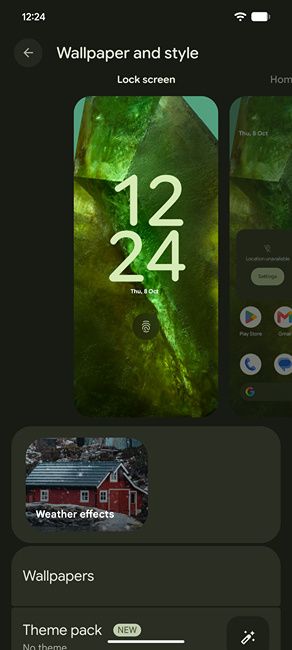 Google Pixel Wallpaper and Style page with revamped menu with wallpaper options Google Pixel Wallpaper and Style page with revamped menu with wallpaper options