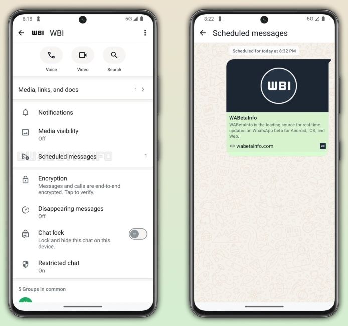 WhatsApp Scheduled messages list and edit options WhatsApp Scheduled messages list and edit options