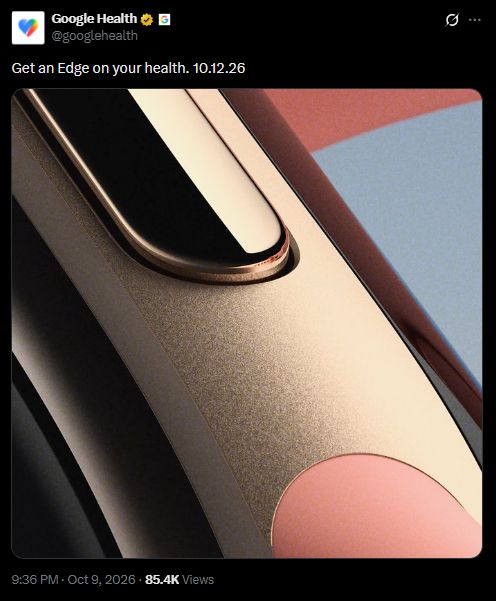 Google Fitbit Edge official X post screenshot teasing design and revealing launch date
