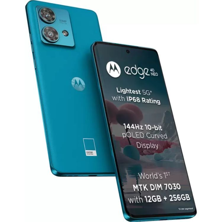 Motorola Edge 40 Neo Front and Back Caneel Bay