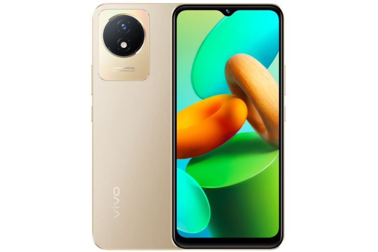 Vivo Y02t Front and Back Sunset Gold