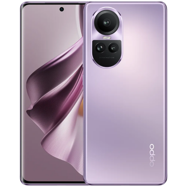 Oppo Reno10 Pro 5G Glossy Purple Front and Back