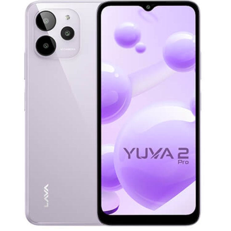 Lava Yuva 2 Pro Glass Lavender Front and Back