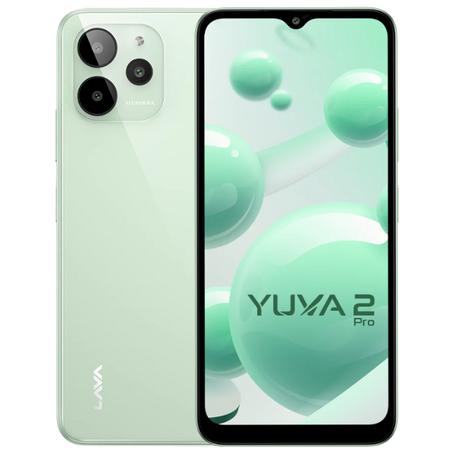 Lava Yuva 2 Pro Glass Green Front and Back