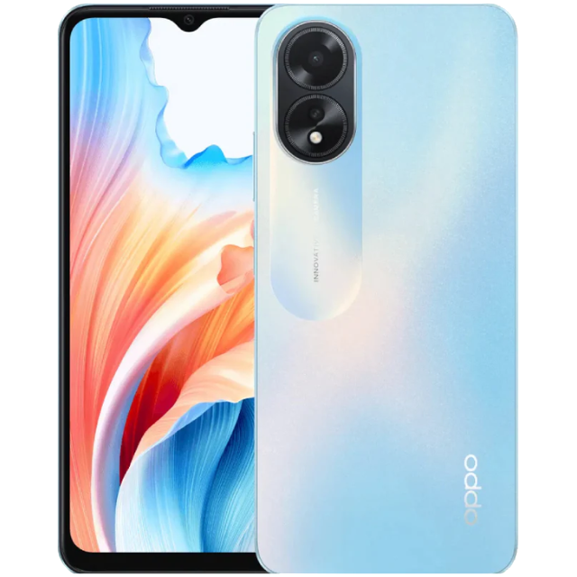 Oppo A18 Glowing Blue Front and Back